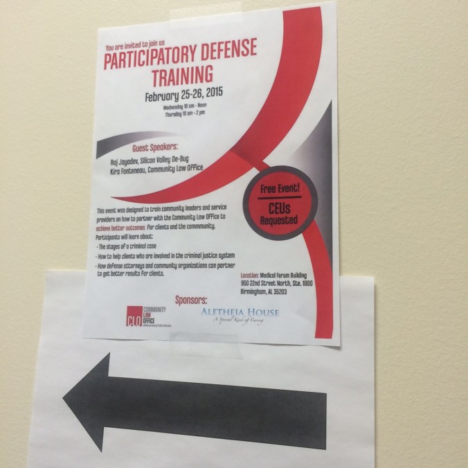 Loved seeing the flyer they made for Participatory Defense Training -- shut out to Miles, Wendy, and Kira for making this a reality!